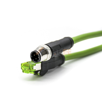 Kabel Adaptor M12 4pin Male ke Rj45 Female, Kabel Harness Ethernet Industri, Konektor Sirkular M12 4p ke Kabel Jack Rj45