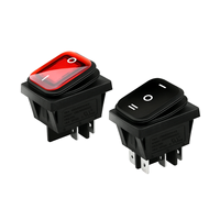 Interrupteur à bascule étanche KCD4 avec lumière rouge, 4 broches, 2 positions, 16A/20A, haute puissance, point argenté, 125V-250V