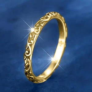 Anello nuziale in acciaio inossidabile H429, placcato argento antico, con motivo vegetale, unisex, per matrimonio - Product Image 3