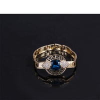 Femmes Ensembles De Bijoux De Mode De Luxe Arabie 18K Plaqué Or Indien Grand Bleu Cristal De Mariage Déclaration Africaine Ensemble De Bijoux De Mariée