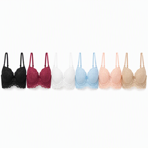 Damen Spitzen-<span class=keywords><strong>Push</strong></span>-<span class=keywords><strong>up</strong></span>-BH mit Bügel, Gepolsterter Tiefer V-Ausschnitt BH für Frauen, Sexy Dessous - Product Image 6