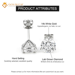Goldleaf 1CT D Color VVS Clarity Lab Grown Round Brilliant Cut Diamond Stud Earrings 14K Gold Claw Setting IGI Certified - Product Image 4