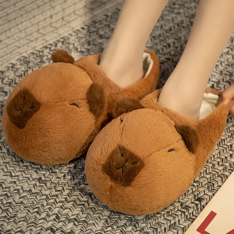 Hot Sale Winter Warm Cartoon Soft Capybara Slipper Anti Slip Home Wear Capybara Plush Slippers