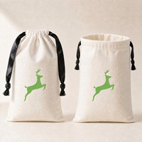 Pochette à cordon en toile de coton naturel sur mesure, impression de logo personnalisée, taille personnalisée, emballage cadeau de Noël