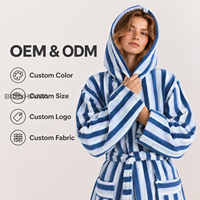 Peignoirs de bain unisexes rayés 100 % coton Softextiles en gros, séchage rapide, peignoir de plage, logo brodé personnalisé, peignoir doux pour femme