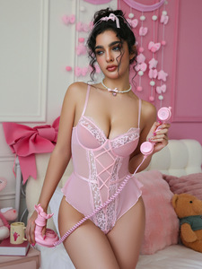 <span class=keywords><strong>Combinaison</strong></span> sexy pour femme, best-seller, avec dentelle, broderie en maille, taille cintrée, coupe ajustée, séduisante - Product Image 3