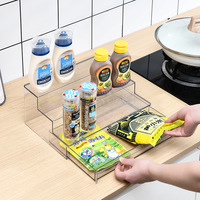 Étagère à épices murale extensible en plastique transparent à un seul niveau, écologique, longueur réglable pour une visibilité facile, outils inclus