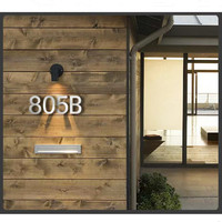 Numéro de maison personnalisé en acrylique 3D imperméable de 20 cm, couleur argent satiné, à fixer au mur, pour devanture de magasin ou adresse de maison