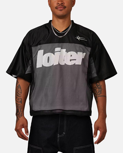 Wholesale American Football Jersey Set High Quality Custom Crop <b>Top</b> Plus Size <b>Black</b> <b>Mesh</b> Soccer Jersey Boxy Sublimation Shirts - Product Image 4