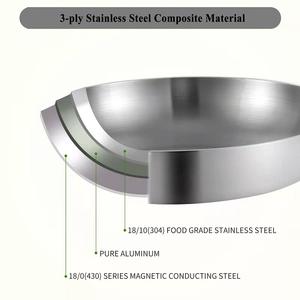 Ollas y Sartenes de Acero Inoxidable de 3 Capas de la <span class=keywords><strong>Mejor</strong></span> Calidad, Sin Recubrimiento, <span class=keywords><strong>Material</strong></span> Seguro, Sartén Antiadherente - Product Image 3