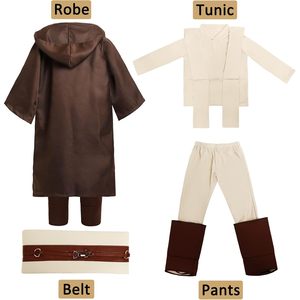 Costume de chevalier Shyhand pour garçons, robe 4 pièces, tunique, cape à capuche, pantalon, ceinture, tenue d'halloween en polyester - Product Image 2