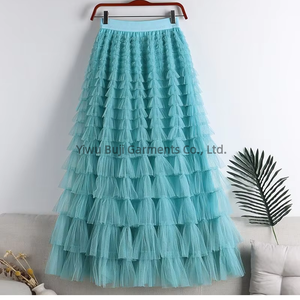 Jupe longue <span class=keywords><strong>maxi</strong></span> étagée en tulle style bohème pour femme, collection été 2026, jupe évasée à volants taille haute, style féerique, idéale pour les fêtes et la plage - Product Image 1