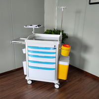 Carrito de Emergencia Hospitalario Resistente, Carro Médico de ABS con Soporte para Botella de Oxígeno y Soporte para Suero Intravenoso para Pacientes