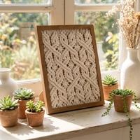 Tapisserie murale en macramé en coton tissé à la main, décor mural bohème nordique, cadre photo pour la décoration de salon et de la maison