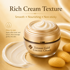 Crème pour le visage Yenaan Gold Cocoon, soie, séricine, hydratante, éclaircissante, raffermissante, soin coréen pour femmes, tous types de peau - Product Image 4
