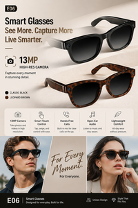 Gafas Inteligentes con Cámara E06S E06D, Cámara de 13MP, 1080P 30FPS, Chipset Novatek, 4GB de Almacenamiento, WiFi 6, Activación por Voz, Multi-idioma - Product Image 6