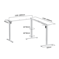 Bureau d'angle ergonomique électrique réglable en hauteur avec deux moteurs et trois pieds, en forme de L, pour ordinateur
