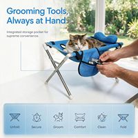 Station de lavage pour chiens, table de toilettage pour animaux de compagnie avec acier inoxydable et drain pliable pour le bain, les soins des ongles, les chiens et chats de petite et moyenne taille