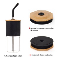 Couvercle en bambou octogonal écologique sur mesure avec trous pour pailles, pour bouteilles d'eau, verres, gobelets à thé Boba, pièces de vaisselle