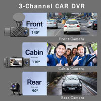 Caja Negra para Auto con Pantalla IPS de 2.0, 3 Cámaras Integradas, Full HD 1080P, DVR para Auto, Cámara de Tablero de 3 Canales