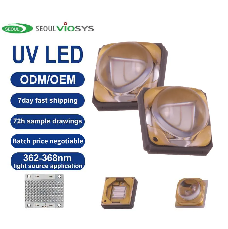 Seul Viosys UVA LED 65 derece ışık yayan açısı yüksek güç 360-370nm UV LED