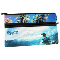Sac en néoprène promotionnel à sublimation pour stylo Trousse personnalisée à double fermeture éclair Trousse en néoprène Sac de papeterie