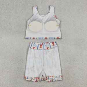 Conjunto deportivo de dos piezas para niñas pequeñas, camiseta sin mangas suave y elástica con estampado de Caryfish, conjunto deportivo de dos piezas con pantalones cortos - Product Image 4