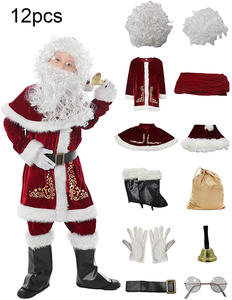 Fête de noël père noël <span class=keywords><strong>Costume</strong></span> <span class=keywords><strong>homme</strong></span> adulte Cosplay <span class=keywords><strong>Costume</strong></span> de noël rouge luxe velours fantaisie ensemble noël famille <span class=keywords><strong>Costume</strong></span> - Product Image 4