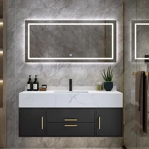 Foshan Nice Design Antique Black Color Home Center Cabinet Plywood Bathroom Cabinet