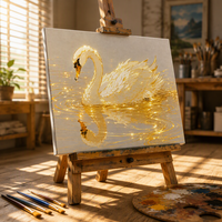 Kit de peinture par numéros motif cygne sur toile de coton, coffret cadeau d'art, décoration moderne pour la maison, pour enfants, Paintboy encadré