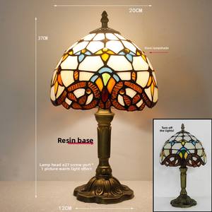 Lampada da Tavolo di Lusso in Vetro Colorato Stile Tiffany dal Design Moderno con Alimentazione Flessibile CA per Arredamento d'Interni e Lettura sul Comodino - Product Image 5