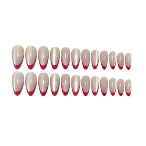<span class=keywords><strong>Ongles</strong></span> artificiels de luxe 24 pièces, rouge œil de chat français, à presser, scintillants, magnétiques, réutilisables, forme amande - Product Image 2