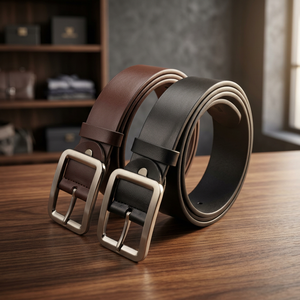 High Quality Water Buffalo Cow Hide Leather Belts Custom Sizes Long-lasting Heavy Duty Eco-Friendly Unique Design Steel Pin - Product Image 1