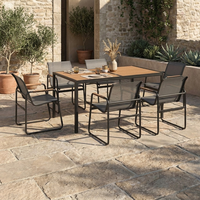 Ensemble de salle à manger d'extérieur de luxe en aluminium, meubles de jardin élégants en métal avec chaises de patio modernes et table à manger de jardin
