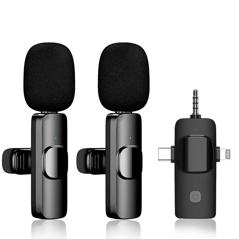 K15 ตัดเสียงรบกวนไมโครโฟนขนาดเล็กแบบ Dual ไมโครโฟนไมโครโฟนไร้สายสําหรับ iOS และ Android โทรศัพท์มือถือ