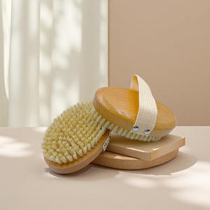 Cepillo de baño trasero para adultos de alta calidad, venta al por mayor, cerdas de jabalí, exfoliante corporal seco, madera de haya con limpiador corporal de forma ovalada de estilo Simple - Product Image 5