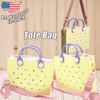 Grosir tas Tote besar EVA tahan air dengan tas pantai tali bahu tas tangan untuk wanita tas Tote tangan dalam jumlah besar