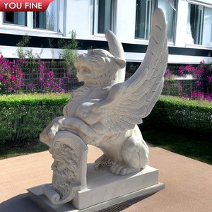 Statua Antica di Leone Alato in Pietra per Decorazione <span class=keywords><strong>Giardino</strong></span> - Product Image 3
