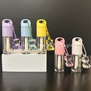 ISMAN Lindo Tubo Transparente de 4ml para Brillo Labial Infantil con Cepillo Grande, Envase Redondo Color Macaron para Bálsamo Labial con Llavero de Oso - Product Image 5
