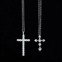 Collier pendentif croix en moissanite tendance plaqué or blanc 14k 18k avec chaîne corde, bijoux pour femmes, vente en gros Chine