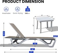 Chaise longue de patio en aluminium au design moderne, dossier réglable, résistante aux UV, durable, en stock aux États-Unis |   Tissu double couche pour