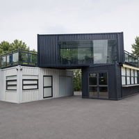Conteneur ondulé bleu marine Apple Cabin House à deux niveaux avec toit incliné, auvent et fenêtre, idéal pour les comptoirs de magasins de centres commerciaux