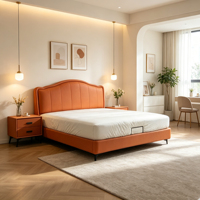 Lit de luxe en cuir souple réglable, taille King, avec cadre métallique en pin, durable et écologique, pour chambre moderne – Vente directe usine