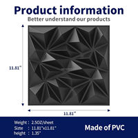 Panneau mural 3D en PVC pour salon et chambre à coucher, couleur noire, 30*30cm/50*50cm, design moderne pour usage intérieur commercial et domestique