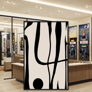 Black and White Art <strong>Deco</strong> Pattern with Clock Frame Ornament Movable Print for Hanging Decor - Product Image 1