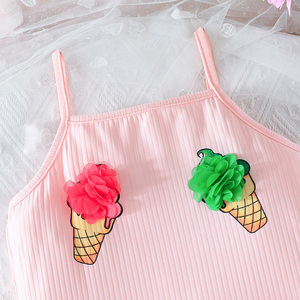 Vestido Casual Floral para Niña, Transpirable, sin Mangas, con Estampado de Helado, Ropa de Moda para Fiestas Infantiles, Vestidos para Bebés - Product Image 3