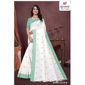 Sari en coton Ajmera doux et élégant, imprimé traditionnel, séchage rapide, toutes saisons, tenue ethnique tendance pour femme – Collection - Product Image 5