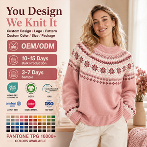 Fabricant <span class=keywords><strong>de</strong></span> pulls <span class=keywords><strong>de</strong></span> <span class=keywords><strong>Noël</strong></span> personnalisés OEM ODM <span class=keywords><strong>Pull</strong></span> en tricot jacquard flocon <span class=keywords><strong>de</strong></span> neige unisexe Vente en gros directe d'usine - Product Image 1