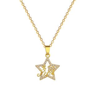 Collana Trendy color oro 18K con Design a cinque punte con abbaglianti pietre di Zirconia sulla catena della clavicola - Product Image 5