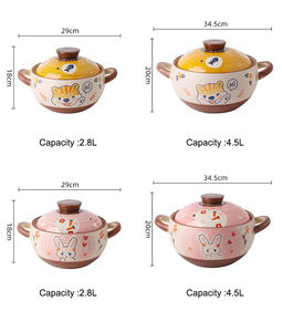 Marmite en argile résistante à la chaleur pour réchaud à gaz 2.8 L 4.5 L Marmite en céramique avec couvercle pour soupe de riz et de viande - Product Image 6